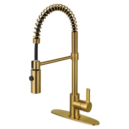 Gourmetier LS8773CTL Single-Handle Pre-Rinse Kitchen Faucet, Brushed Brass LS8773CTL